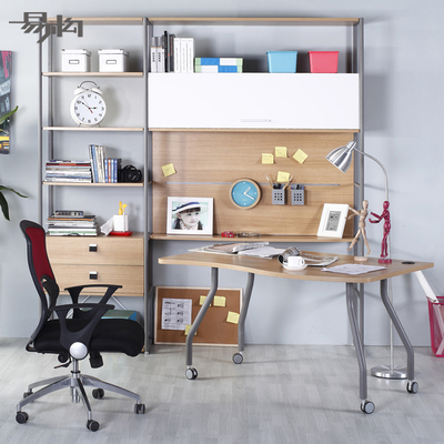易构钢木书房家具组合书桌柜书房柜类电脑桌书台连体书桌柜ES801C