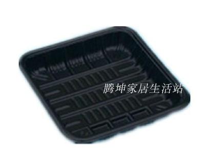 加厚一次性托盘食品托盘正方形生鲜托盘盒塑料托盘1414黑/白