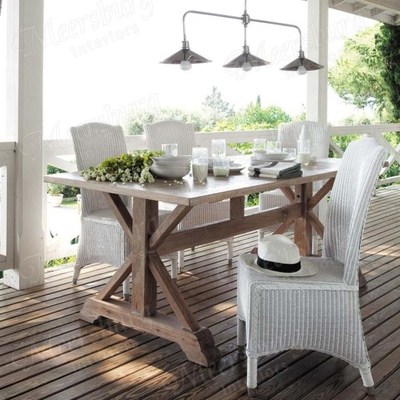 法式乡村家具米字腿桌复古实木餐桌 北欧原木餐桌 书桌
