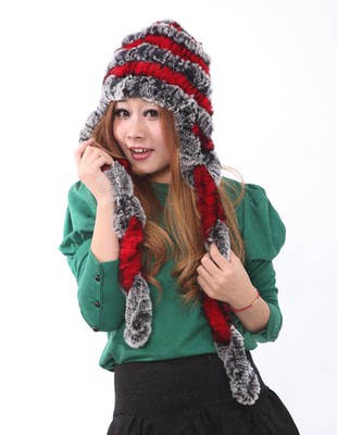 2015冬季新款獭兔毛皮草帽子护耳帽包头帽兔毛帽子超保暖