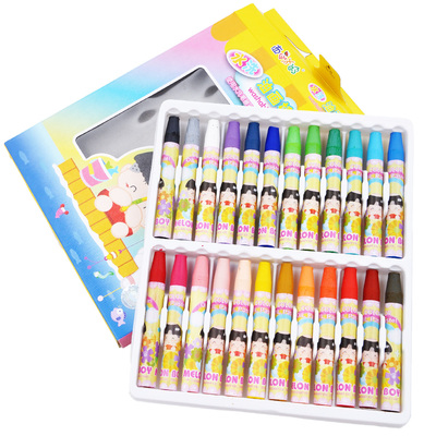 六一包邮西瓜太郎 油画棒 可水洗易洗彩笔 儿童24色蜡笔 安全无毒
