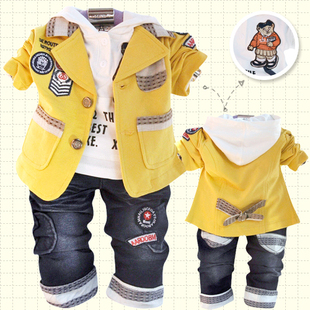 男童韩版套装宝宝婴儿春秋装休闲长袖三件套1-2-3-4岁童装春秋款