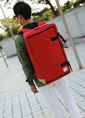 韩国代购户外旅行背包方形韩版男士潮流双肩包大容量徒步登山包