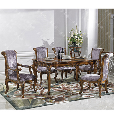 欧式实木餐桌 古典长方形美式餐台 特价 一桌六椅子组合 定制家具