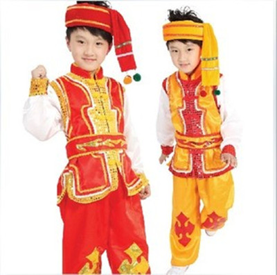 儿童演出服装 少数民族男童服装 苗族舞台表演服装黎族舞蹈服装
