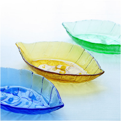 WUSE 彩色玻璃树叶小餐蝶子调味料蘸料零食碟小调料碗零食点心碟