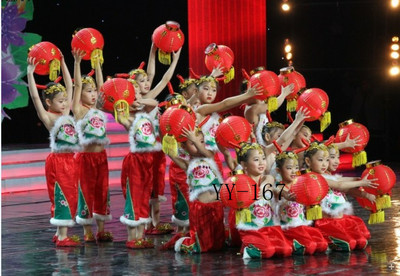 新款儿童民族舞秧歌舞演出服装女童舞蹈服幼儿古典舞汉族舞表演服