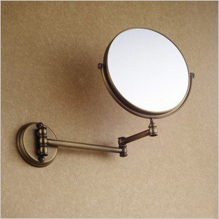 欧式全铜 仿古美容镜 伸缩折叠化妆镜 浴室梳妆镜 双面放大