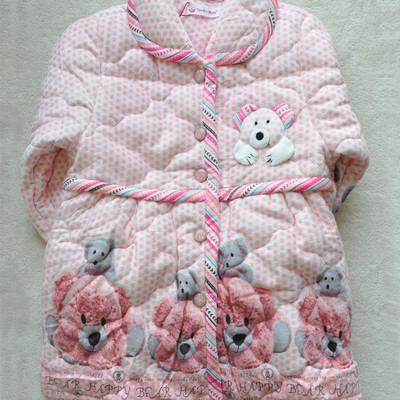 儿童家居服雪尔绵正品女童装冬季保暖珊瑚绒夹棉睡衣亲子套装包邮