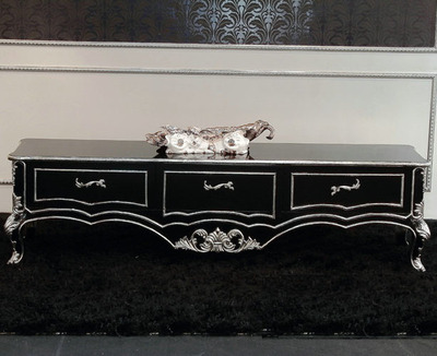 酒店样板房黑色描银钢琴烤漆实木欧式新古典电视柜 jdsg_1