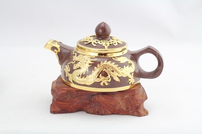 正品木鱼石茶壶 纯天然养生高档茶具套装 非紫砂陶瓷玻璃手工镶金