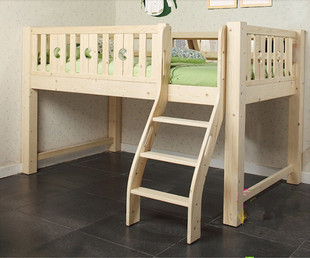 儿童床实木 护栏 幼儿园床 半高床 小床 宜家单人床 儿童床上下床