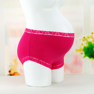 厂家直销 2014大码高腰蕾丝边女款内裤 纯色透气莫代尔孕妇内裤