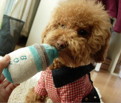 奶瓶 狗狗玩具发声宠物玩具13cm 毛绒暖和小狗无毒玩具