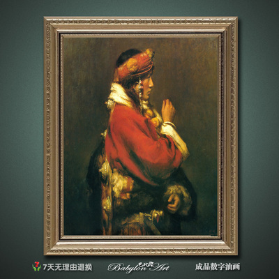 成品数字油画人物藏族女孩50*60手绘有框画客厅装饰画特价不包邮