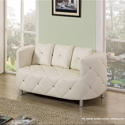 韩式双人时尚白色皮艺沙发 优雅小户型住宅家具 简约现代 铝脚