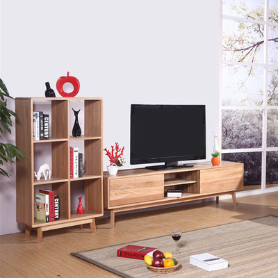 日式实木电视柜茶几组合套装白橡木客厅家具简约现代特价包邮