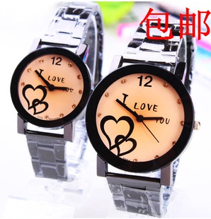 包邮新款2014 手表男女韩国潮流时尚学生手表 心连心情侣钢带手表