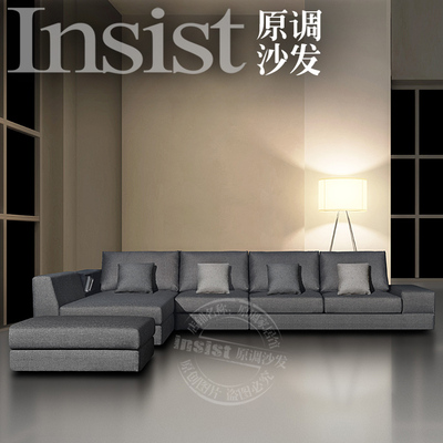 高档布艺沙发组合 纯色黑灰色亚麻 现代简约北欧风格客厅大小户型