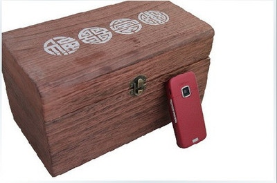 WUSE 出口木质收纳盒 实木盒收纳箱 ZAKKA木盒 桐木盒 暗红色