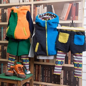 现货 韩国童装代购 男童正品进口冬装 06439拼色绒毛儿童时尚套装