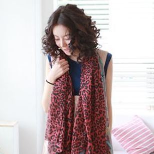 【E166】2011年韩版时尚红色棉麻超长大女式秋冬豹纹围巾新款