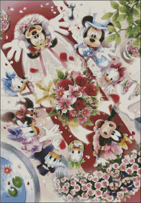 十字绣电子图纸  迪斯尼 Disney 幸福的花束