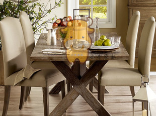 特价美式 欧式 复古做旧 实木餐桌 客厅餐桌椅组合 别墅家具订制