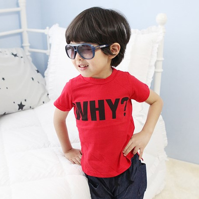 高品质！个性宝宝韩版夏季男女儿童短袖T恤 男童女童潮款字母童装