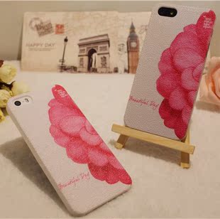 淑女款 美丽日子 苹果iPhone5/5s荔枝纹手机壳 保护套 粉红色