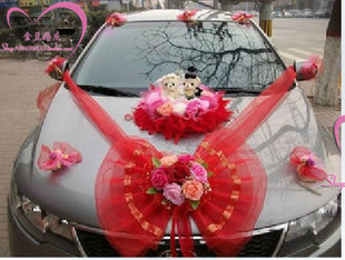 韩式最新款婚庆结婚用品婚车花车装饰套装 卡通新娘车头花装饰