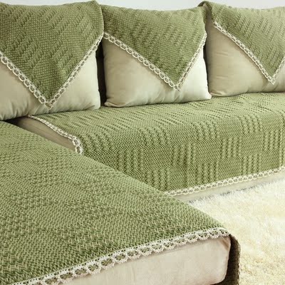 漫缘沙发垫子夏季坐垫布艺时尚 防滑全棉欧式绿纯色