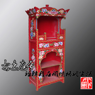 中式实木彩绘古典佛龛手绘禅宗供桌佛柜财神柜镇宅柜尺寸可定制