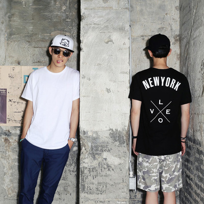 2016韩版男式圆领短袖T恤 2人组装 简约韩国风青少年T恤