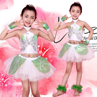 六一儿童演出服女童现代舞蹈服装蓬蓬裙亮片纱裙舞台表演服装绿色