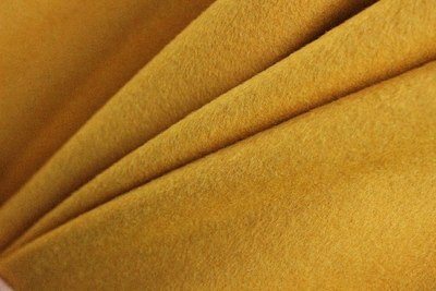 姜黄色纯色加厚羊绒羊毛纯色磨毛绒大衣小香风外套套布料春秋面料