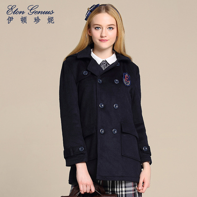 Etongenius新款女英伦学院风加厚中长款羊毛呢大衣外套N001