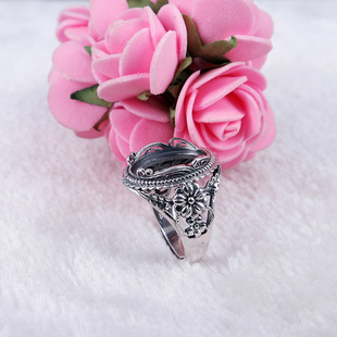 韩版创意新款纯银戒指空托 925银复古戒指精美时尚饰品 12*16mm