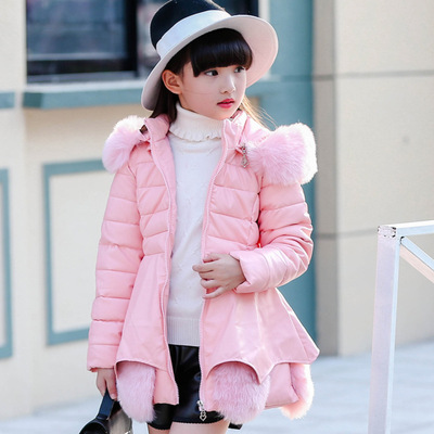 PU冬季外套2016女大童3韩版4毛领5中长款6加厚7棉外套8仿皮草棉袄