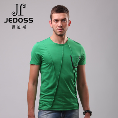 2015爵迪斯夏季新款男士修身纯色打底个性短袖T恤JT31X1316-03
