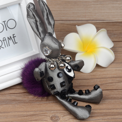 韩国蓬蓬裙可爱小兔子狐狸毛球包包挂件创意钥匙扣 时尚汽车挂饰
