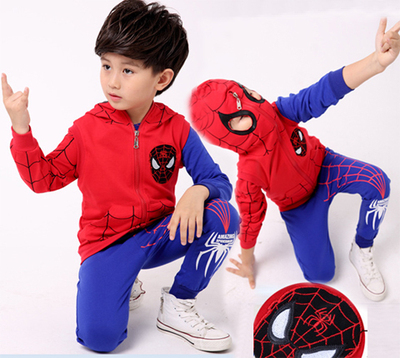 2017新款春季套装男童装儿童蜘蛛侠超人男生春秋装运动卫衣三件套