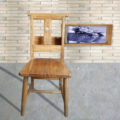 老榆木教堂椅彩漆做旧地中海实木家具餐椅工厂定制口袋椅