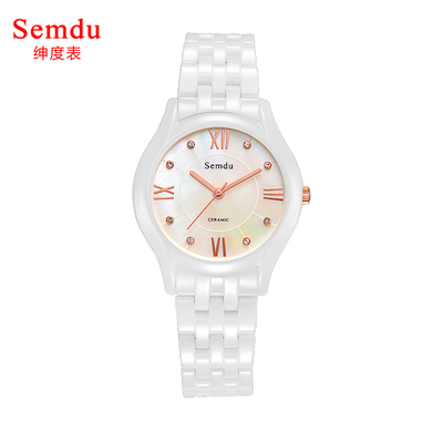 绅度semdu正品陶瓷手表女表潮流时尚女士手表防水石英表时尚手表