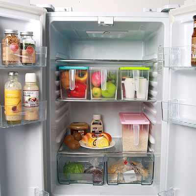 带把手食品收纳盒 透明塑料冰箱保鲜盒厨房杂粮罐化妆品储物箱