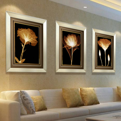 客厅装饰画沙发背景墙画三联画现代简约花卉壁画有框画挂画 R88