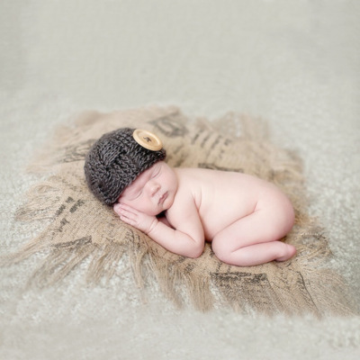 新品儿童摄影毯子 婴儿百天满月拍照麻布碎边垫子毛毯 百搭摄影垫