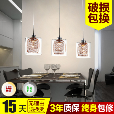 欧普照明LED餐吊灯三头欧式现代简约客厅餐厅创意个性吧台灯 赏烁