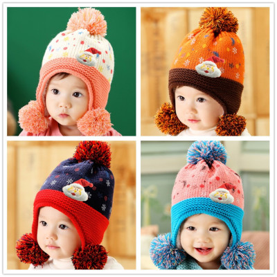童帽婴儿帽子宝宝帽子冬季新款套头帽子圣诞护耳帽韩版男女帽