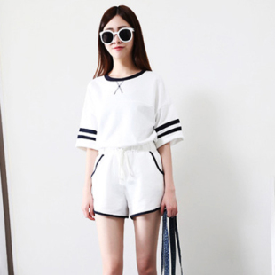 2016韩版休闲套装夏季新款女装短袖大码宽松学生时尚运动两件套装